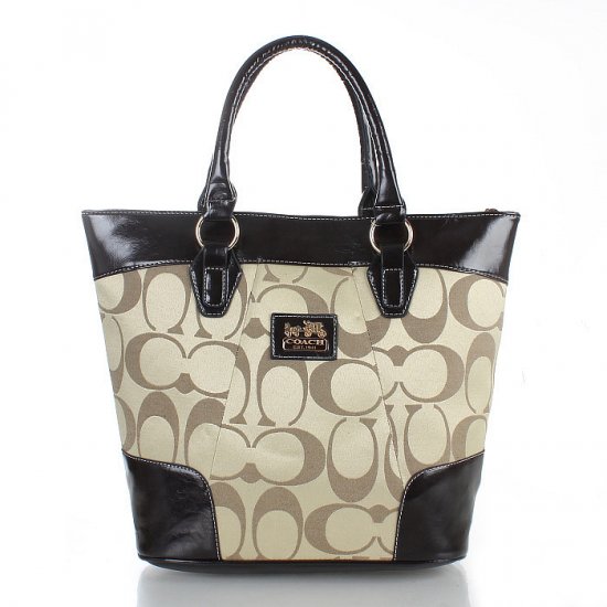 Coach Logo In Signature Small Silver Totes BKP [Coach Outlet 2116